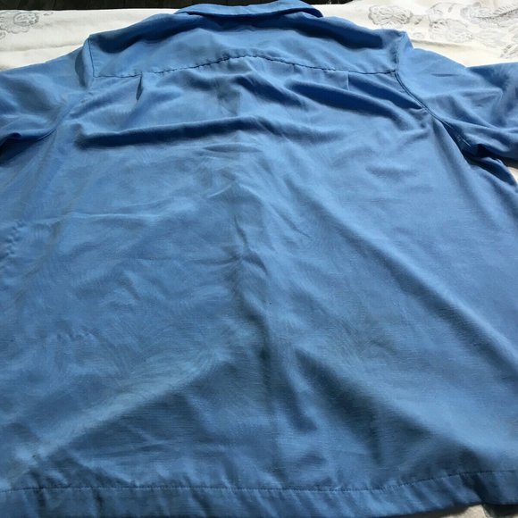 #54 George Short Sleeve Button-Down Blue Shirt Mens Size XL/XG (46-48) Solid Top - Picture 7 of 7